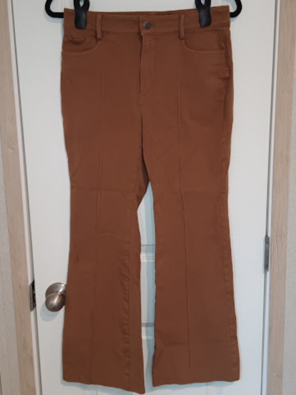 Loft Flare Pintuck Pants Women's 6P SLIM Brown Cotton Y2K Low Rise